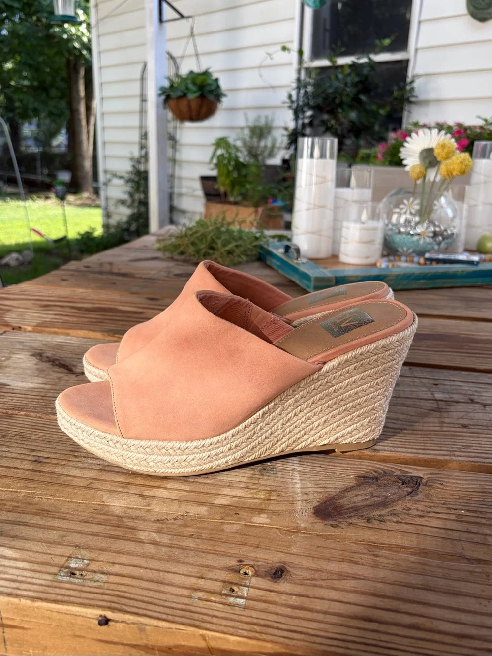 Dolce Vita Coral Suede Espadrille Wedge Mules